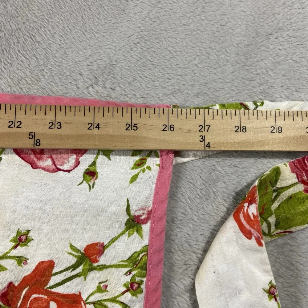 VTG Jessie Steele Linen Cotton Rose Waist Apron Ruffle One Size Cottagecore